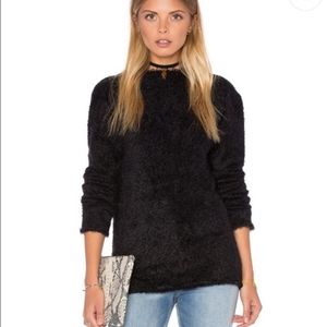 Anine Bing Fuzzy Knit Open Back Black Sweater sz small